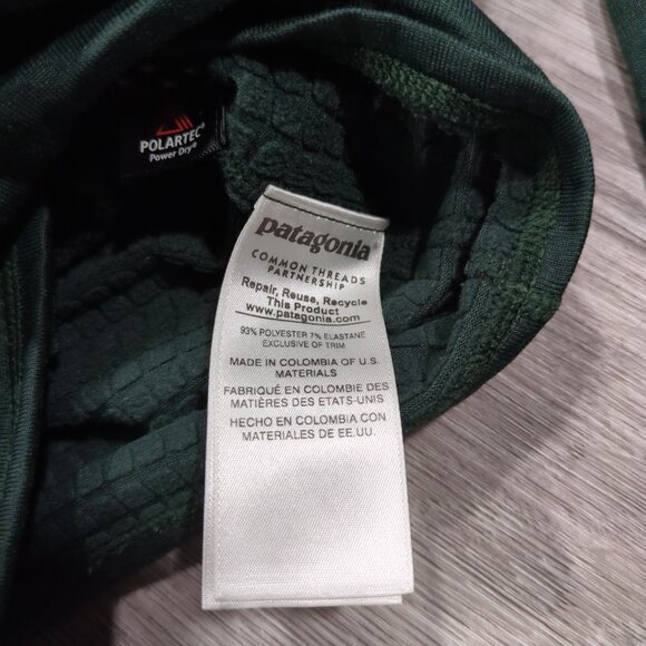 Patagonia R1 Regulator Men's Small Full Zip Jacket Green Waffle Knit Grid Fleece - Picture 3 of 11